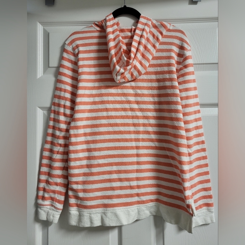 Jones New York Womens Striped Peach and White Hoodie Size M - Picture 7 of 10
